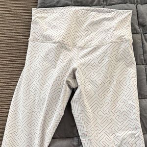 DYI Pink Geometric Greek Key White Athleisure Leggings Size L Women’s